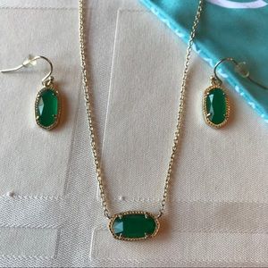 Kendra Scott Green Lee Earrings & Elisa Necklace